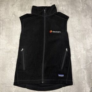 Patagonia Synchilla Vest Mens Medium Black Full Zip Fleece Pockets Logo